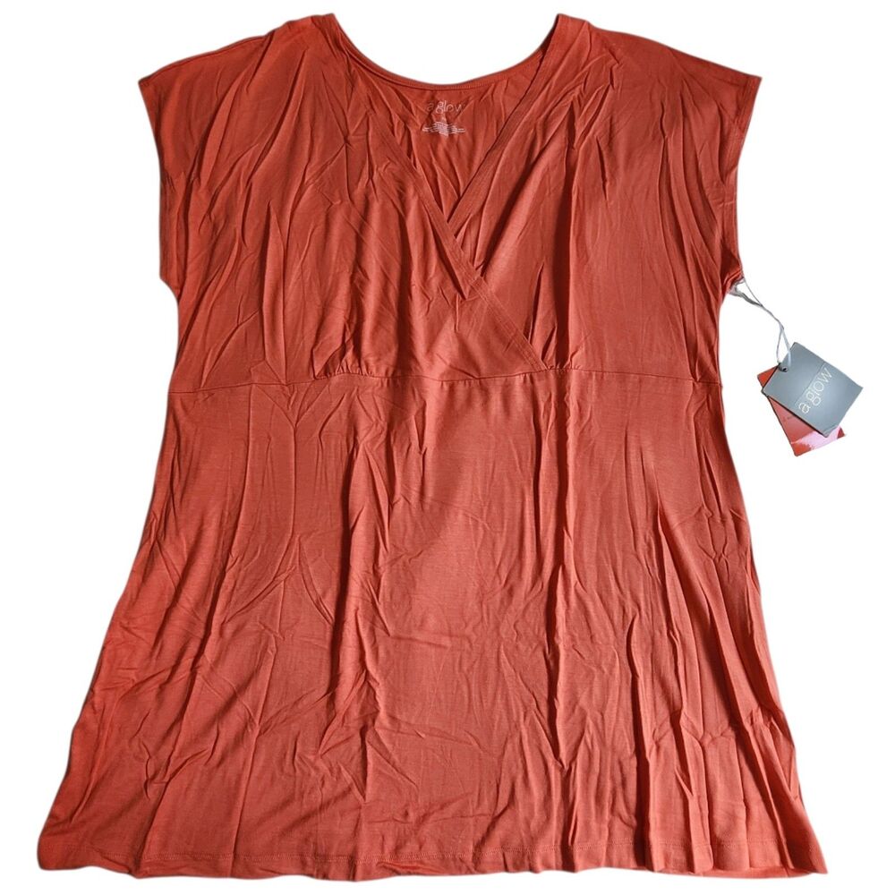 A Glow Orange Coral Maternity Nursing Top Sz XXL